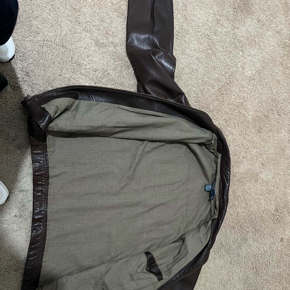 Brown Leather Polo Jacket size XXL